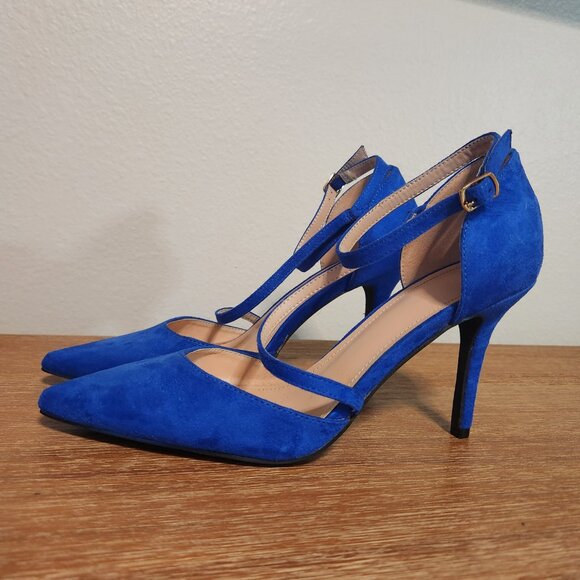 Closed Toe Strappy Pointed High Heel Suede Pumps- SIZE 10 - Picture 3 of 10